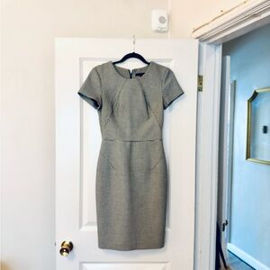 Banana Republic Black and White Houndstooth Midi Dress